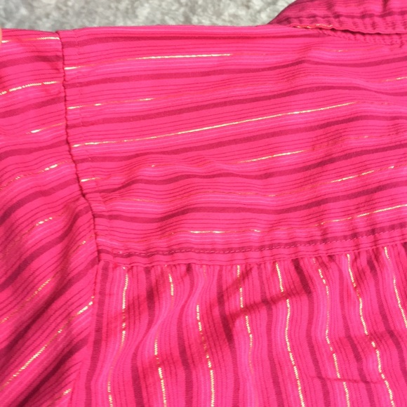 6/$20Basic Editions pink gold stripebutton up sz L - Picture 6 of 8